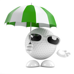 Golfball needs an umbrella today on the green