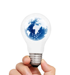 Ideas light bulb in a hand