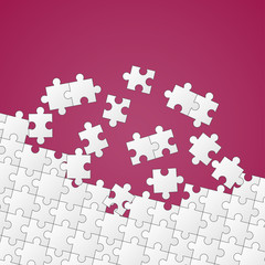 Puzzleteile weiß auf farbigem Hintergrund