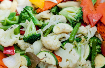 Stir fried mixed vegetables buffet.