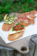 Couple of Bruschettas on the wooden board