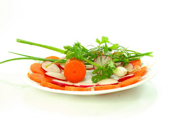 carrot red radish onion salad with herbs