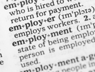 Obraz premium Macro image of dictionary definition of employment