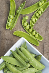 Macro image of fresh Sugar Snap peas in pod