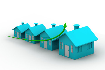 four houses. every house is greater than the previous