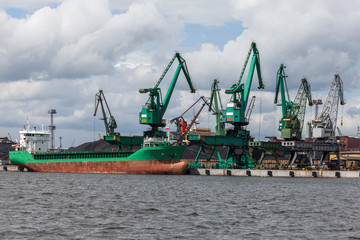 Loading of coal on ship in port of Gdynia