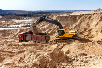 Excavator Loading Dumper Truck