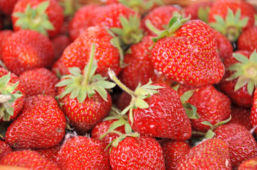 Close up of some red ripe strawberry