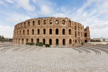 ancient colosseum in El Jem, Tunisia
