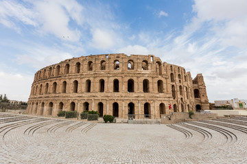ancient colosseum in El Jem, Tunisia