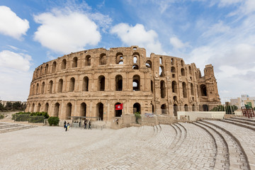 ancient colosseum in El Jem, Tunisia