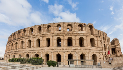 ancient colosseum in El Jem, Tunisia