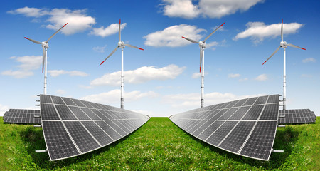 solar energy panels and wind turbines