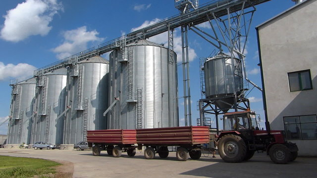 Agricultural Silo - building exterior and tractor