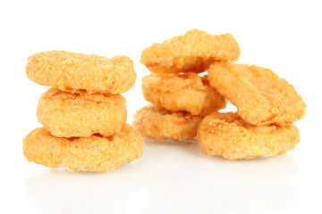 Fried chicken nuggets isolated on white