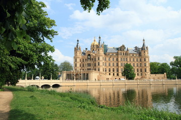 Northern Germany palace and lake in Schwerin