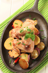 Chicken wings and potatoes