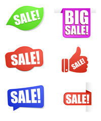sale price tag and banners