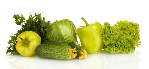 Green vegetables isolated on white