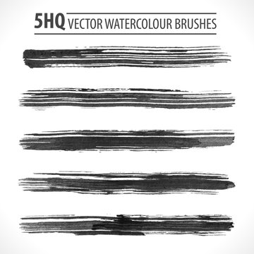 Set of watercolor vector brushes