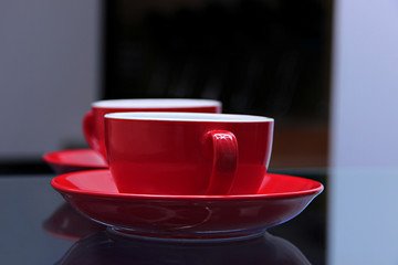 Two cups of coffee on office table