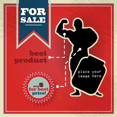 Vintage style sale background illustration for fitness product