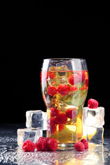 Iced tea with raspberries and mint