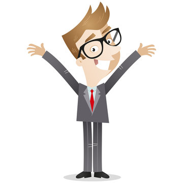 Businessman, happy, standing, open arms, welcome