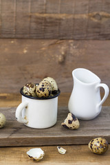 Quails eggs in a mug