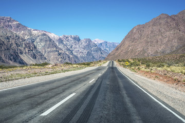 Fototapeta premium National Road 7 passing by the Department of Las Heras in Mendoz
