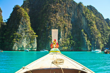 Head of boat at Phi Phi Island in Thailand