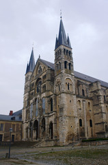 Fototapeta na wymiar front of Saint Remi Basilica in Reims, France.