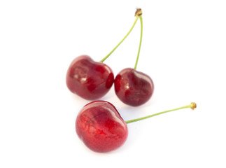 Three sweet cherries close-up