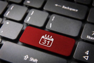 Red Calendar keyboard key, Business background - 54249769