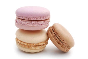 three macaroons on white with clipping path