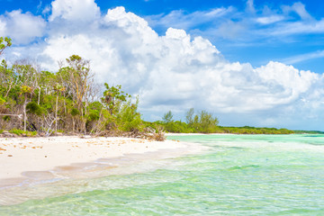 Obraz na płótnie Canvas Dziewiczy tropikalna plaża z falami turkusowe wody na Kubie