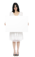 Summer Dress Woman Holding Sign