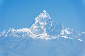 Machapuchare mountain, Pokhara, Nepal - obrazy, fototapety, plakaty