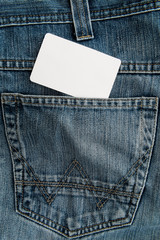 pocket with a credit card or calling card or name card