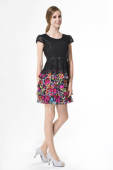 beautiful stylish girl in fashion stylish dress posing