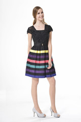 beautiful stylish girl in fashion stylish dress posing