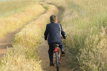Fototapeta na wymiar young boy with mountain bike