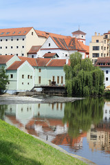 The medieval Town Pisek above River Otava, Czech Republic