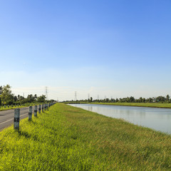 Obraz premium Summer landscape in the countryside with blue sky