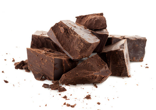 Pieces of natural dark chocolate