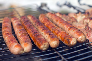Summer bbq. bratwurst. smoked meats