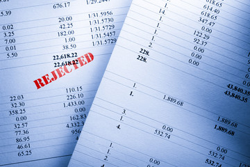 Rejected operating budget numbers of financial calculation