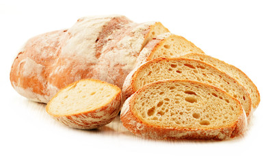 Composition with loafs of bread isolated on white