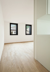 interior new house, empty room with windows