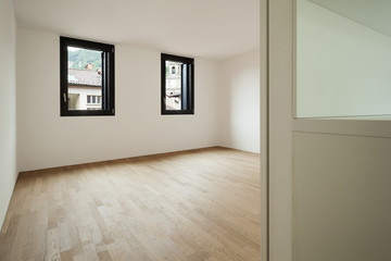 interior new house, empty room with windows